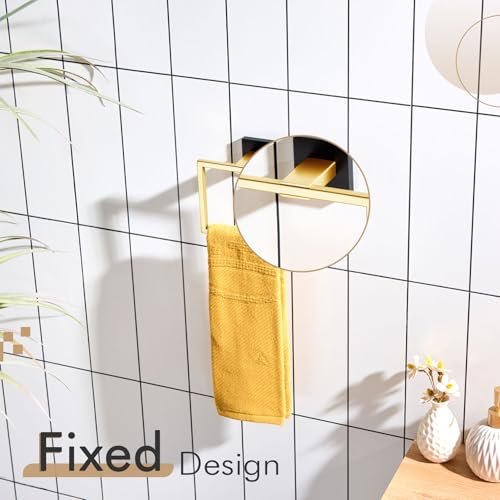 Image of KOKOSIRI Towel Ring Holder Bathroom Lavatory Hand Towel Rack Wall Mounted Bathroom Hardware T-304 Stainless Steel Matte Black and Gold, B3004GDK