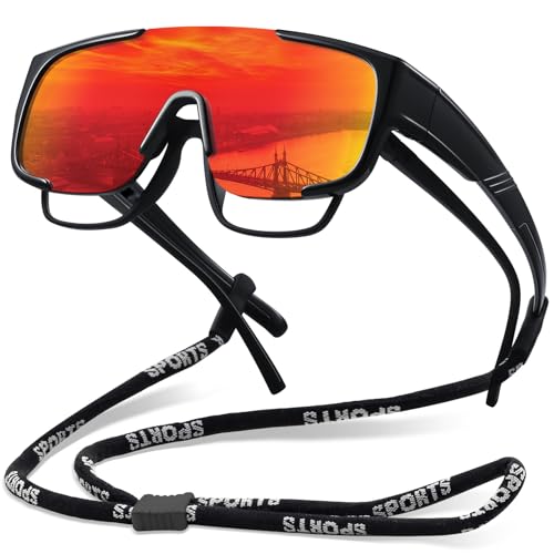 FURISHQI Fit Over Glasses Sunglasses for Men Polarized Sun Glasses Sports Wrap for Driving Cycling Running UV400 Protection