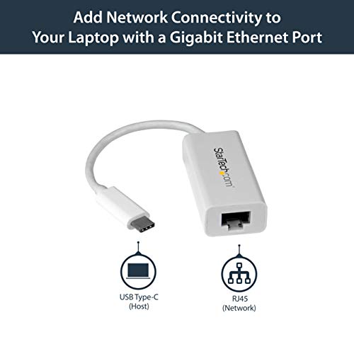Image of StarTech USB-C to Gigabit Ethernet Adapter, RJ45 LAN Network Converter | Thunderbolt 3 / 4 Compatible, Windows & Mac, White, US1GC30W