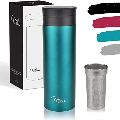 Milu Taza aislante de café y té para llevar - 350ml, 450ml 100% a prueba de fugas - acero inoxidable para beber - vaso…