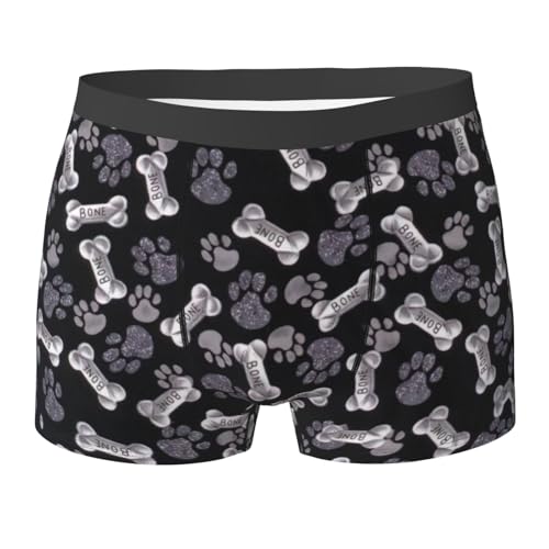 Dog Puppy Paw Print Unique Men Boxer Briefs Breathable Stretch Underwear Briefs for Comfort Briefs