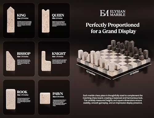Modern Chess Set – Tablero y piezas de mármol artesanal miniatura 5