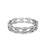 Loralyn Designs Womens Simple Plata Infinito de Acero Inoxidable Trenzado Banda Celta (tamaño 4 – 9)