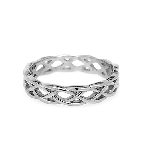 Stainless Steel Silver Braided Infinity Ring for Women Celtic Eternity Braid Ring (Sizes 4-9)