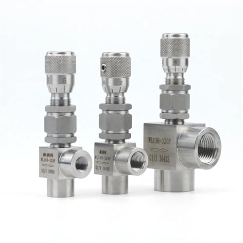 Válvula de aguja para evitar fugas y regular flujo, codo 90° acero inoxidable G 1/4 4