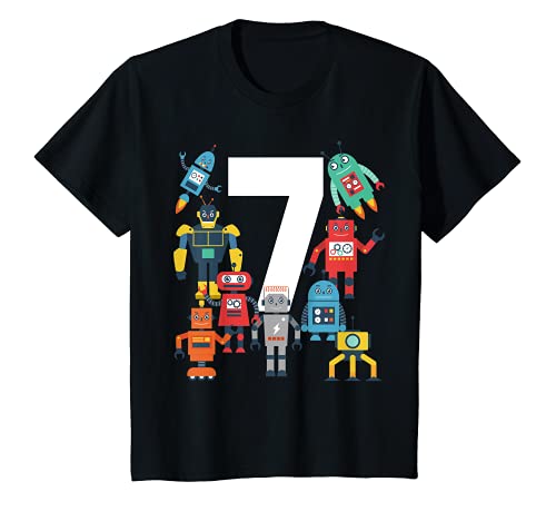 Kids 7 Year Old Robot Birthday Robots Science Robotics 7th Gift T-Shirt