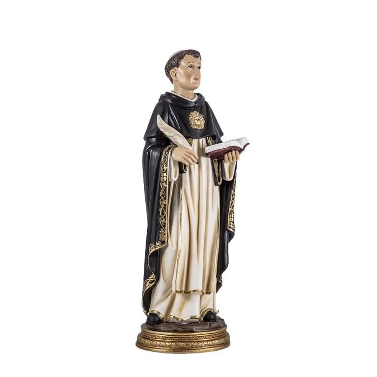 Statuette Saint Thomas d'Aquin en résine peinte à la main finition artisanale - 2