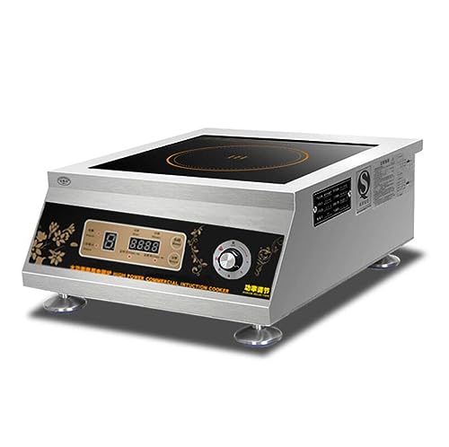 Plaque À Induction Table De cuisson Induction Professionnelle 5000 W, brûleurs à induction de comptoir commerciaux à économie d'énergie, verre céramique noir, acier inoxydable facile à nettoyer