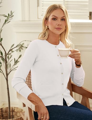 GRACE KARIN Women's Lightweight Cardigan Crew Neck Button Up Sweaters Long Sleeve Knit Cardigans with Pockets4