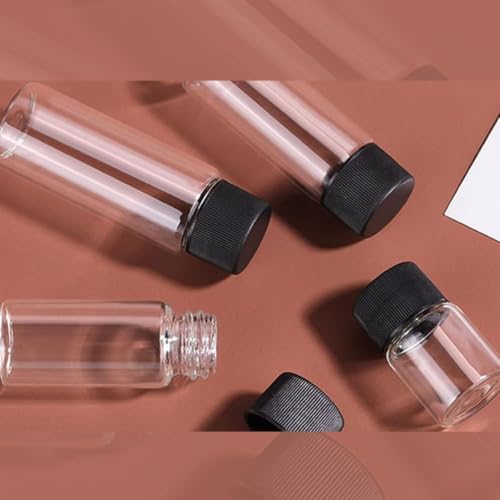 Image of Bello 50pcs 20ml Clear Glass Vials Culture Tube with Screw Caps, PE Stopper, Leak-Proof Glass Bottles Containers for Cosmetics, Perfume Making, Lab, Laboratory - High Borosilicate Glass