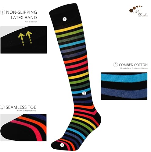 Image of Mysocks Unisex Extra Fine Combed Cotton Rainbow Socks | Seamless Toe | Reflect Your Style | Make Your Steps Enjoyable