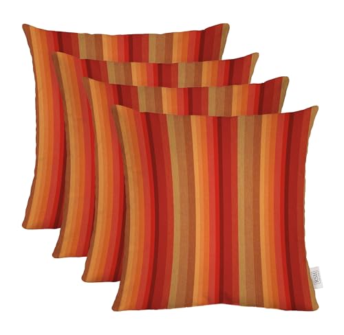 RSH DECOR: Sunbrella Square Throw Pillows Set of 4 | 20" x 20" | Water and Fade-Resistant Performance Fabric | Outdoor Pillow Covers with Down-Alternative Inserts | Astoria Sunset