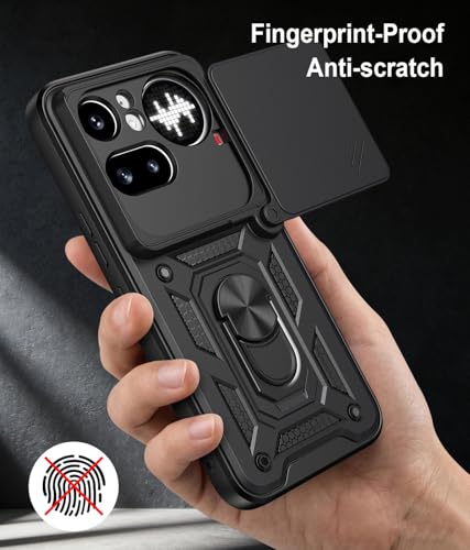 Image of Tough Armor Bumper Back Cover Case for Nothing Phone 4A Pro 5G | Sliding Camera Cover, Kickstand & Ring Holder 360 Degree Protection Back Cover Case for Nothing Phone 4A Pro 5G - Black