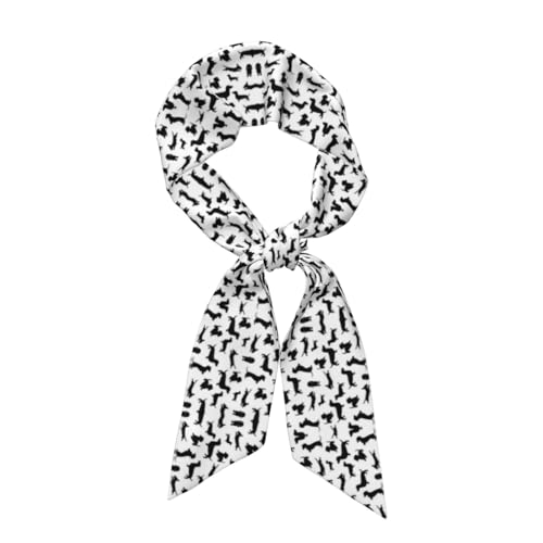Chal cálido y elegante de 46.9 x 3.1 pulgadas, ligero y transpirable, estampado de perros negros, bufanda para mujer
