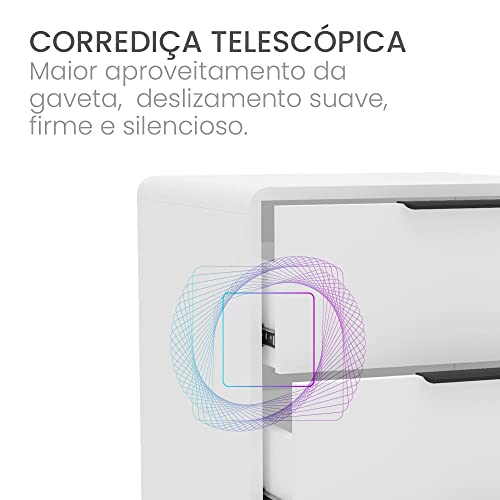 Gaveteiro 4 Gavetas com Rodízios Politorno Acruz Branco