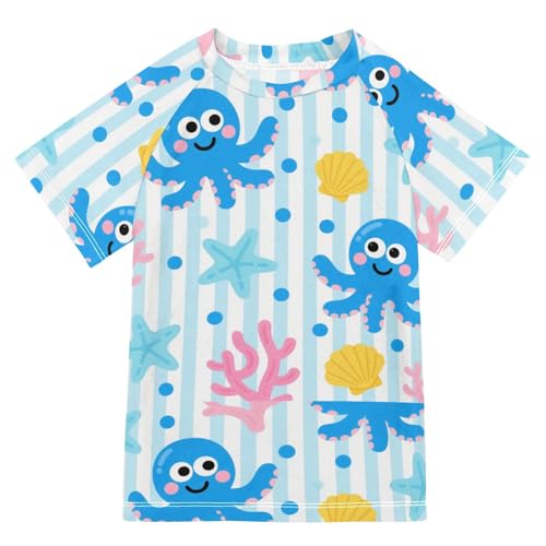 Cute Cartoon Blue Animal sea Short Sleeve Kids Bathing Suits Girls Rashguard Swimsuit for Girls Rash Guard Boys for 3-12 Years trajes de bano para ninas