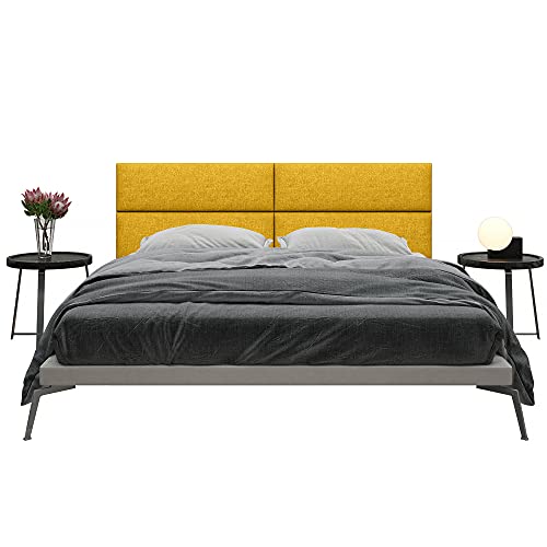 Jaxx Panelist Modern Padded Headboard – Set Of 4 Wall Mounted Panels - King, Amber Gold Microvelvet #TOP19