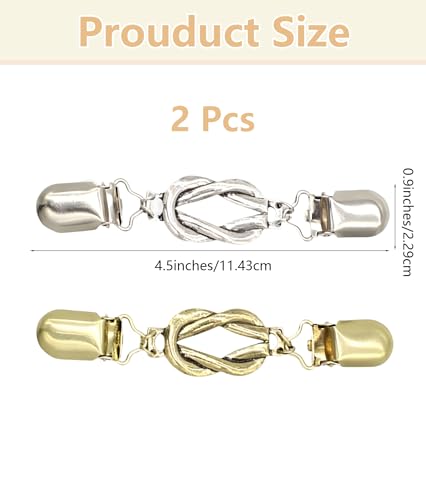 Image of 2pcs Cardigan Clip for Women Set, Cinch Clip, Shirt Clips Women, Classic Style, Silver and Gold,for Fixed cardigan and shawl with formal occasions