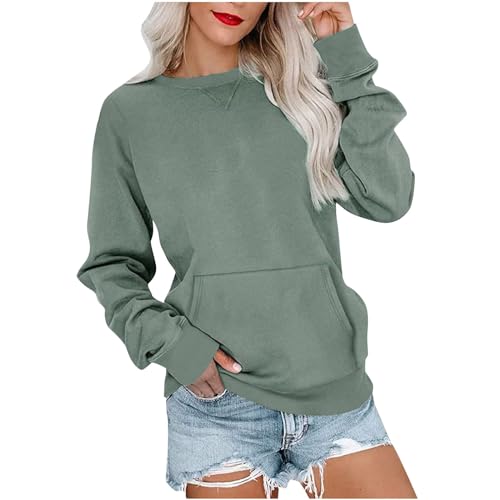 Filly Flair Cozy Campfire Crewneck Sweatshirt, Hoodless Hoodies for Women, Lightweight Sweatshirt with Pocket