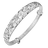- - Nanhong Armreifen, 925 Sterling-Silber, Glitzernde Sterne, Filigran, Schneeflocken