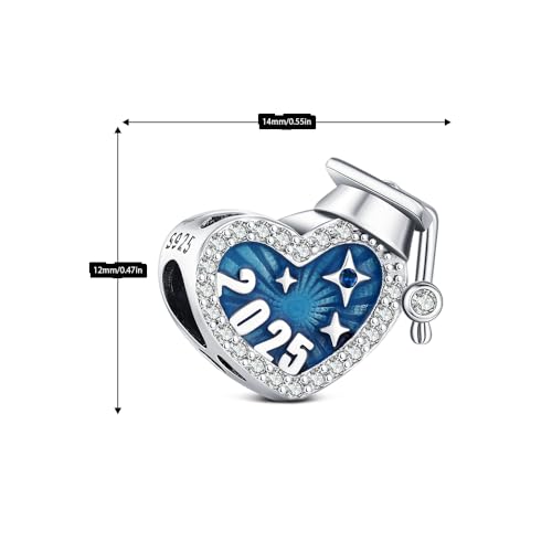 KEQ 2025 Graduation Cap Charms Fit for Pandora Bracelets Necklace 925 Silver Daught Granddaughter Graduation Bead Charm BBF Gift4