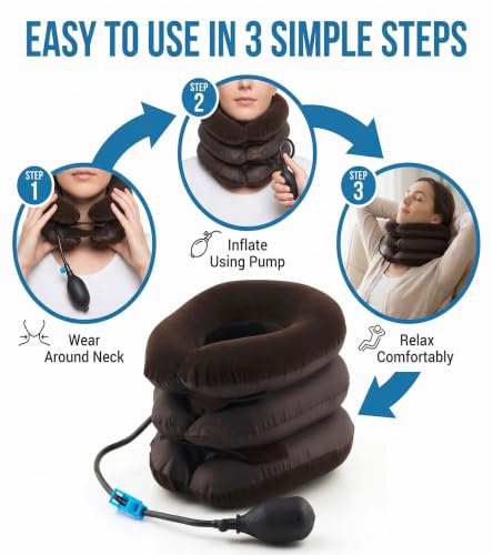 Image of Enclave Neck Pain Relief Relaxer, Cervical Neck Traction Device and Collar Brace for Cervical Spine Alignment Chiropractic Pillow Stretcher 3 Layer Neck Relaxer (Brown)