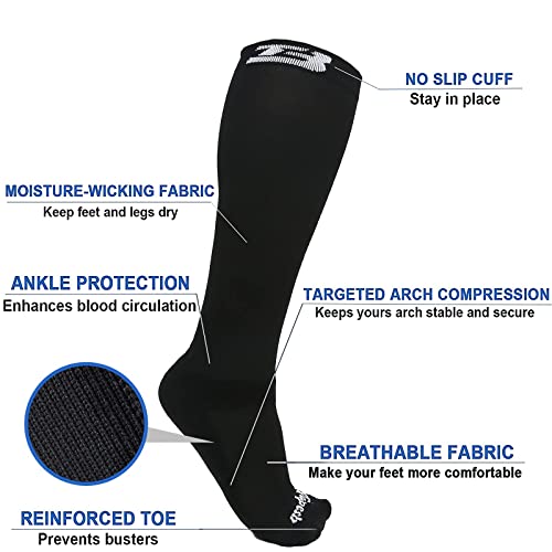 Tapesb Plus Size Compression Socks Wide Calf Men Women Knee High 20-30 Mmhg Breathable Circulation Xl 2Xl 3Xl 4Xl 5Xl Black #TOP5