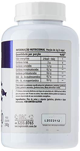 Apisnutri Óleo de Peixe (Ômega 3) 1000mg, 240 Capsulas