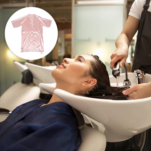 Capa para corte de cabello con mangas estilo kimono rosa miniatura 6