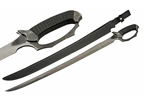 SZCO 33" Night Guard Full Tang Sword – Tactical Machete Sword with Manganese Steel Blade, Leather-Wrapped Handle, Sheath Included for Outdoor & Martial Arts