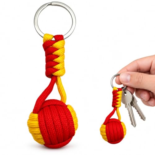 Llavero bola de cuerda bandera España, Llavero patriótico, 1 Unidad, Rojo
