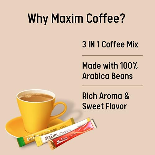 Korean Instant Coffee Maxim Mix Variety Pack of 3 Flavors