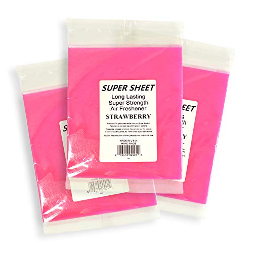 Image of Super Sheet Large (8 inchx7 inch) Under Seat Car Air Freshener, 3-PACK (Strawberry)