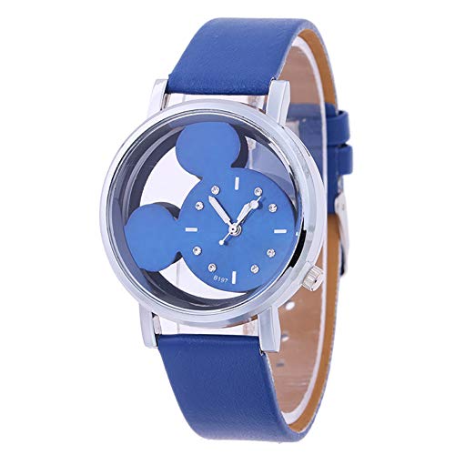Mickey Reloj de Pulsera de Cuarzo para Mujer, Esfera Transparente, Reloj de Pulsera para Mujer Cover