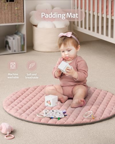 image for Blissful Diary Baby Play Gym Mat, Tummy Time Activity Mat with 6 Detac