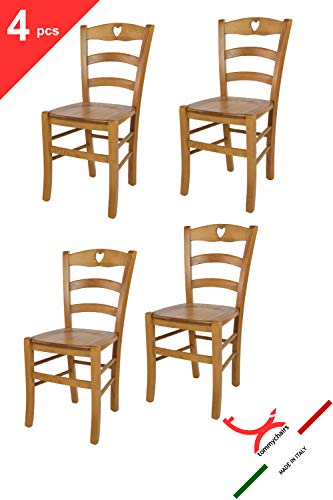 Tommychairs sillas de Design - Set de 4 sillas Modelo Cuore para Cocina, Comedor, Bar y Restaurante, con Estructura y Asiento en Madera de Haya Pintado Roble