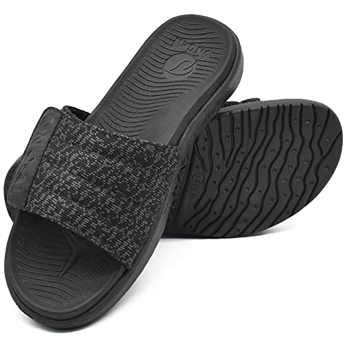 Image of ONCAI Mens Slide Sandals Open Toe Athletic Adjustable Straps Orthotic Plantar Fasciitis Sport Sandals with Soft Cushion Arch Support Footbed Size 7-13