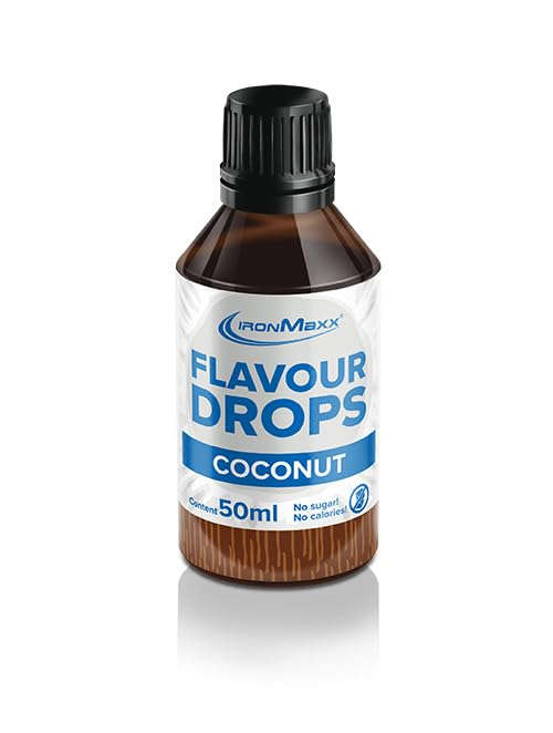 Gotas saborizantes IronMaxx - Coco 50 ml | Sin calorías y sin azúcar | Gotas saborizantes veganas para endulzar alimentos | Práctico tapón cuentagotas (El envase puede variar)