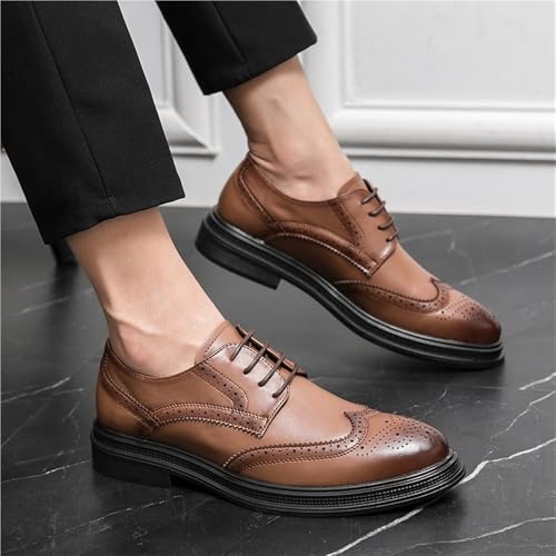 Mens Brogue Oxford Lace Up Leather Dress Shoes Business Formal Classic Look Brogue Shoes2