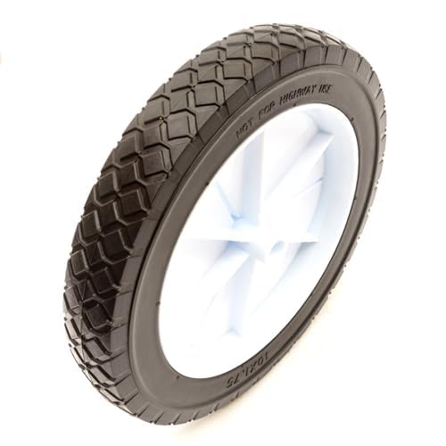 10x1.75 Universal Replacement Wheel & Solid PU Tyre 10 Inch Offset 13mm Bore No Bush Or Bearing 37mm Hub Push Along Garden Lawnmower Mower Maximum Load 70 kg