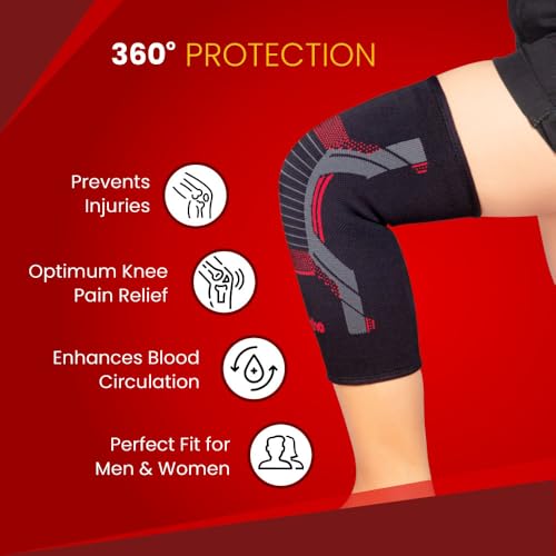 Image of Dr.Ortho Sports Knee Cap Compression Support for Gym, Running, Jogging, Cycling Sports, Workout, Indoor & Outdoor Activities, Knee Brace, Knee Support For Knee Pain- For Men and Women - XL