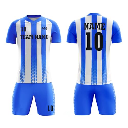 Gaosusu Custom Women Soccer Shirts Short Sleeve Printed Name Number Logo, Blue