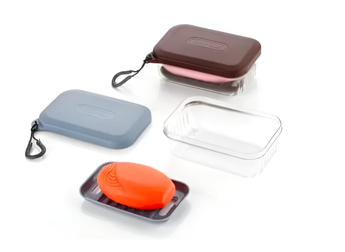 Boniry Portable Soap Holder and Leakproof Soap Box Case with Lid | Compact and Durable Plastic Soap Dish for Home, Outdoor Hiking, and Camping (Brown 1 Pcs) 1
