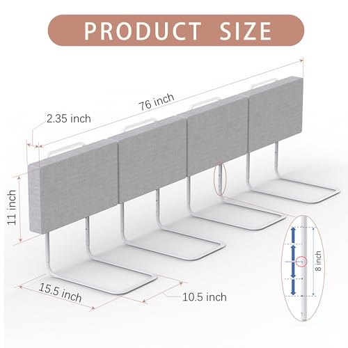 Image of Bed Rail, Bed Rail for Toddlers, Kid, 78.7 Inch Bed Side Rails Safety for Queen, King, Full, Twin, Bunk, Dorm Beds to Prevent Falls, Bed Barrier for Dogs, Easy Installation (Gray, 4 Packs)