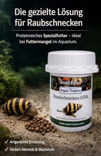Aqua-Tropica Raubschnecken-VITAL – Spezialfutter für Raubschnecken (Anentome Helena) – proteinreiches Schneckenfutter für Aquarium, artgerechte Ernährung (35 g)
