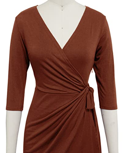 image for Berydress Women's Classic 3/4 Sleeve V Neck Sheath Casual Party Work F