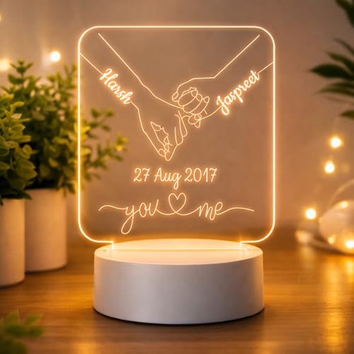 Image of Customized 3D Lamp for Couples - Personalized LED Night Light with Names, Unique Gift for Husband Wife, Custom Romantic Decor for Birthday, Wedding, or Valentine (Customise Couple Lamp)