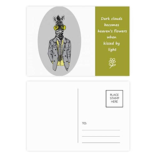 Cartes postales zèbre gris poésie populaire multicolore 20pcs