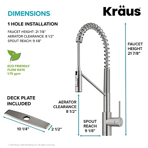 Image of Kraus KPF-2631SFS Oletto Single Handle Pull Down Commercial Kitchen Faucet, Spot Free Stainless Steel