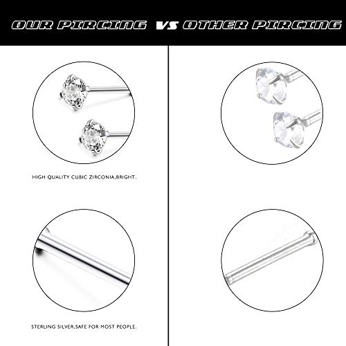 Fiasaso 8 Pcs 20G 925 Sterling Silver Nose Rings Studs For Women Round Cz Square Cz 1.5Mm 2Mm 2.5Mm 3Mm Nose Piercings Body Jewelry #TOP3